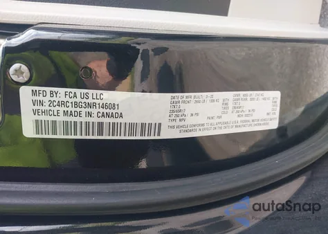 2022 Chrysler Pacifica Touring L from USA, damaged, VIN 2C4RC1BG3NR146081